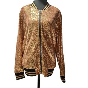 Torrid Gold Sequin Bomber Jacket, Size 1X